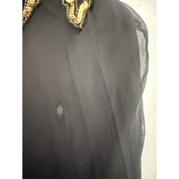 VTG Laurence Kazar 100% Silk Black Gold Beaded Gown Womens Size XL *FLAWS* - Picture 15 of 15